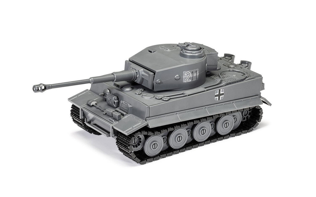 Skill 1 Model Kit Tiger I Tank "German Army" Snap Together Painted Plastic Model Tank Kit 1/35 Scale by Airfix Quickbuild-1