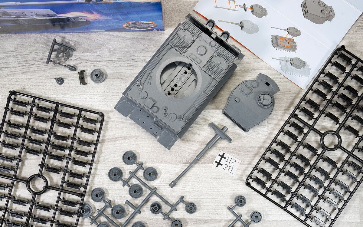 Skill 1 Model Kit Tiger I Tank "German Army" Snap Together Painted Plastic Model Tank Kit 1/35 Scale by Airfix Quickbuild-3