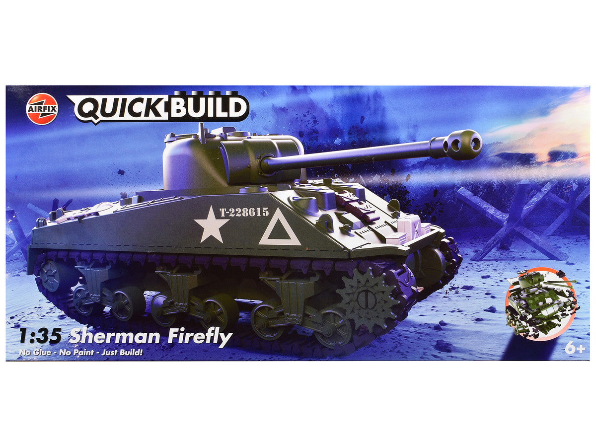 Skill 1 Model Kit Sherman Firefly Tank "British Army" Snap Together Painted Plastic Model Tank Kit 1/35 Scale by Airfix Quickbuild-0