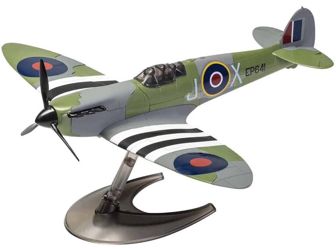 Skill 1 Model Kit D-Day Spitfire Snap Together Painted Plastic Model Airplane Kit by Airfix Quickbuild-1