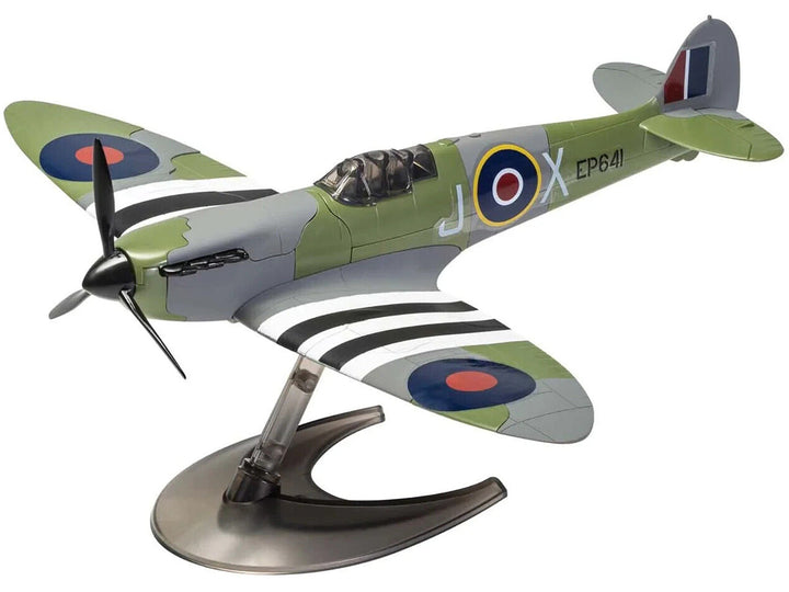 Skill 1 Model Kit D-Day Spitfire Snap Together Painted Plastic Model Airplane Kit by Airfix Quickbuild-1