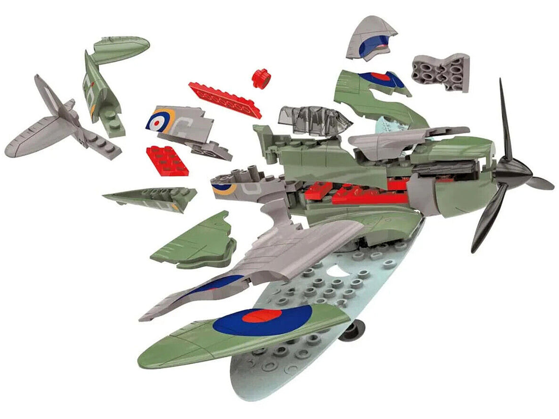 Skill 1 Model Kit D-Day Spitfire Snap Together Painted Plastic Model Airplane Kit by Airfix Quickbuild-3