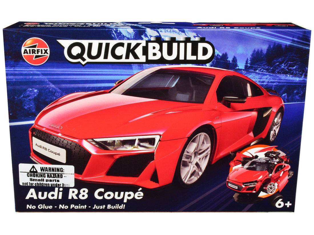 Skill 1 Model Kit Audi R8 Coupe Red Snap Together Model by Airfix Quickbuild-0