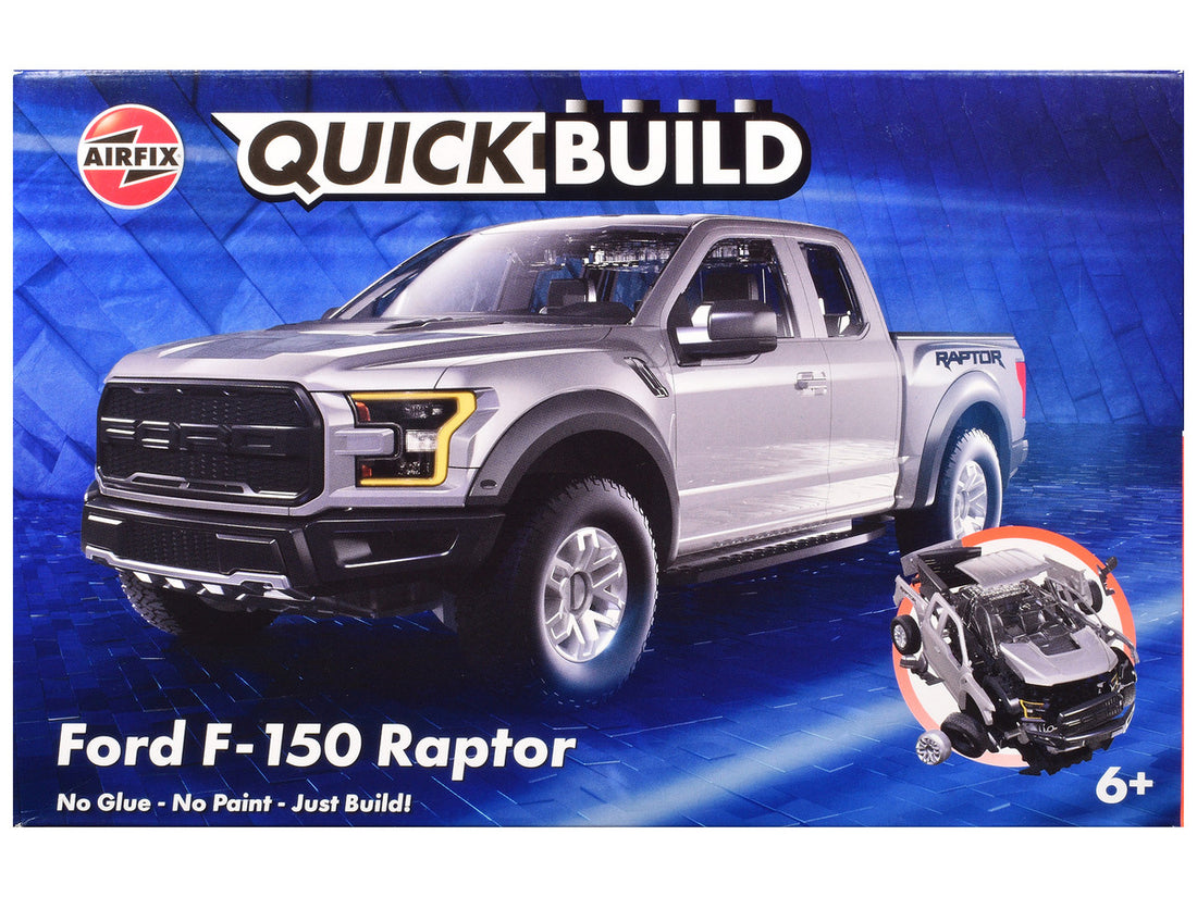 Skill 1 Model Kit Ford F-150 Raptor Pickup Truck Gray Snap Together Snap Together Painted Plastic Model Car Kit by Airfix Quickbuild-0