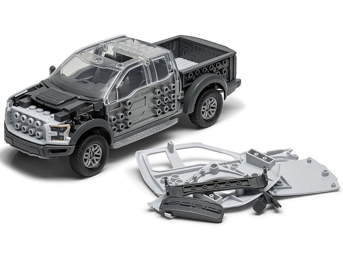 Skill 1 Model Kit Ford F-150 Raptor Pickup Truck Gray Snap Together Snap Together Painted Plastic Model Car Kit by Airfix Quickbuild-2