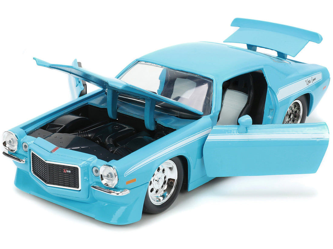 1971 Chevrolet Camaro Z/28 Light Blue with White Stripes "Bigtime Muscle" Series 1/24 Diecast Model Car by Jada-1