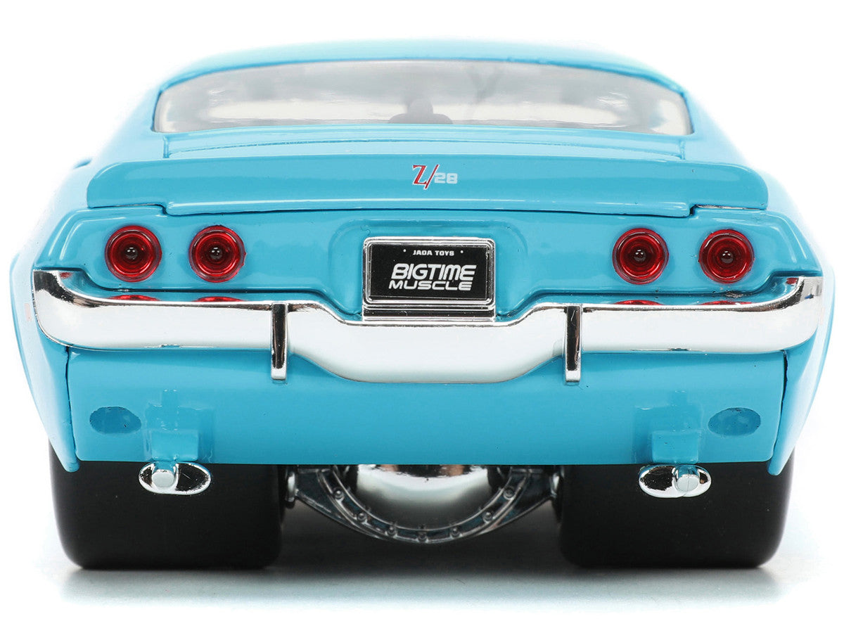 1971 Chevrolet Camaro Z/28 Light Blue with White Stripes "Bigtime Muscle" Series 1/24 Diecast Model Car by Jada-4