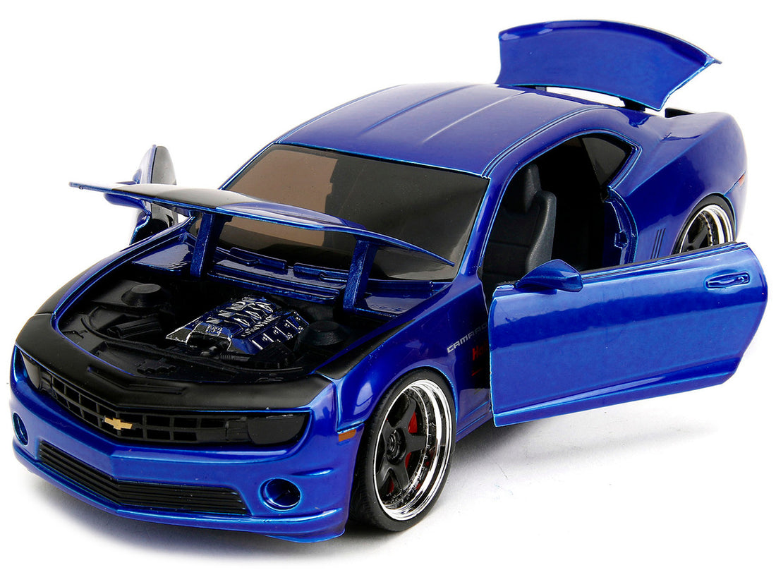 2010 Chevrolet Camaro Candy Blue with Black Hood "Bigtime Muscle" Series 1/24 Diecast Model Car by Jada-1