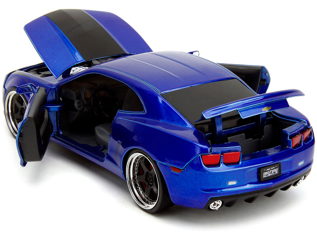 2010 Chevrolet Camaro Candy Blue with Black Hood "Bigtime Muscle" Series 1/24 Diecast Model Car by Jada-3