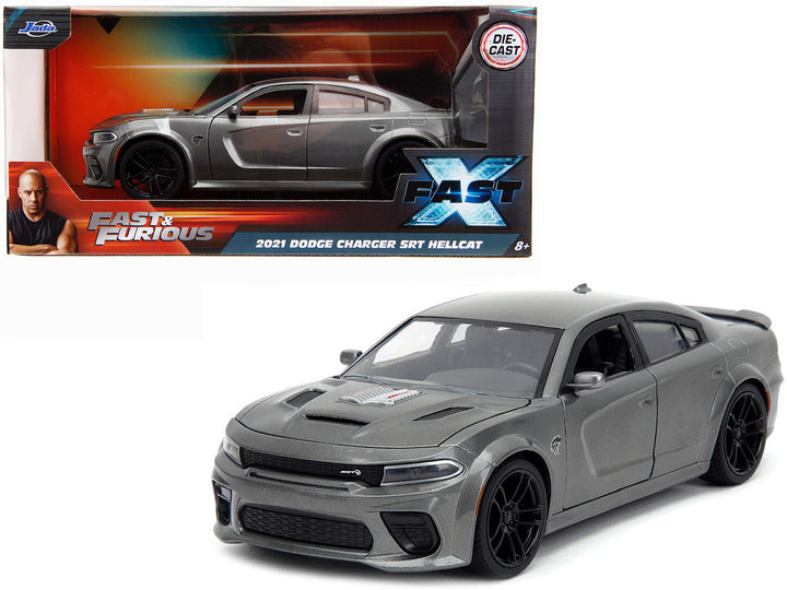 Dodge Charger 2021 SRT Hellcat Gray Metallic "Fast X" (2023) Movie "Fast & Furious" Series 1/24 Diecast Model Car by Jada