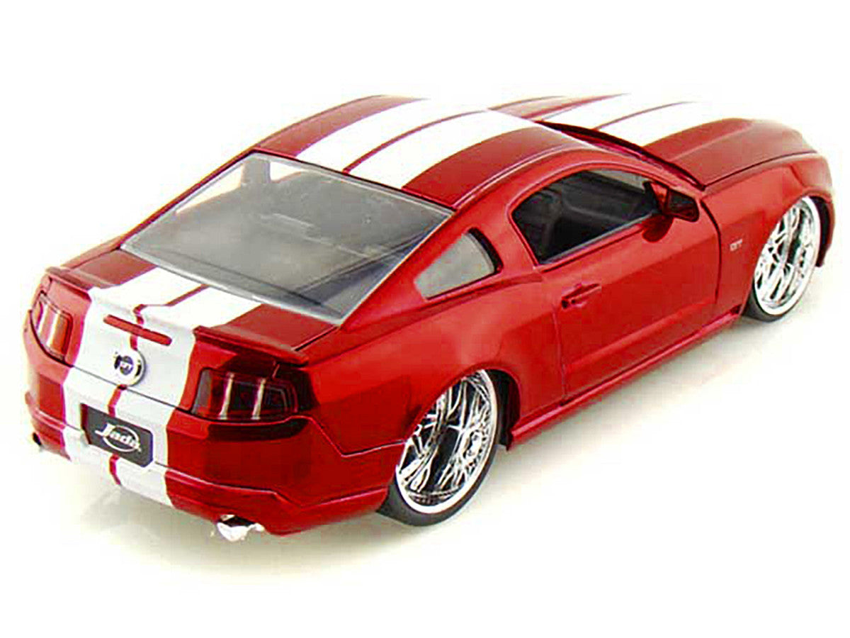 2010 Ford Mustang GT Red Metallic with White Stripes "Bigtime Muscle" Series 1/24 Diecast Model Car by Jada-0