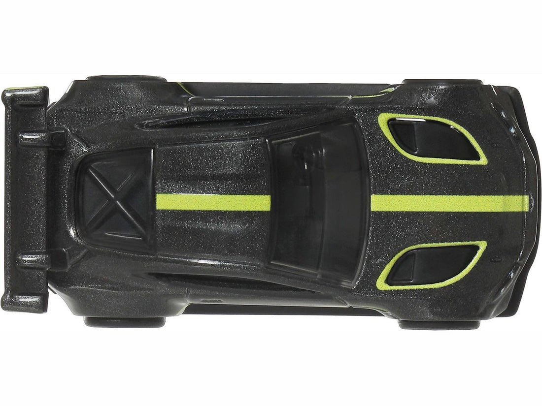 Aston Martin Vantage GTE Dark Gray Metallic with Lime Green Stripes "Euro Speed" Series Diecast Model Car by Hot Wheels 2