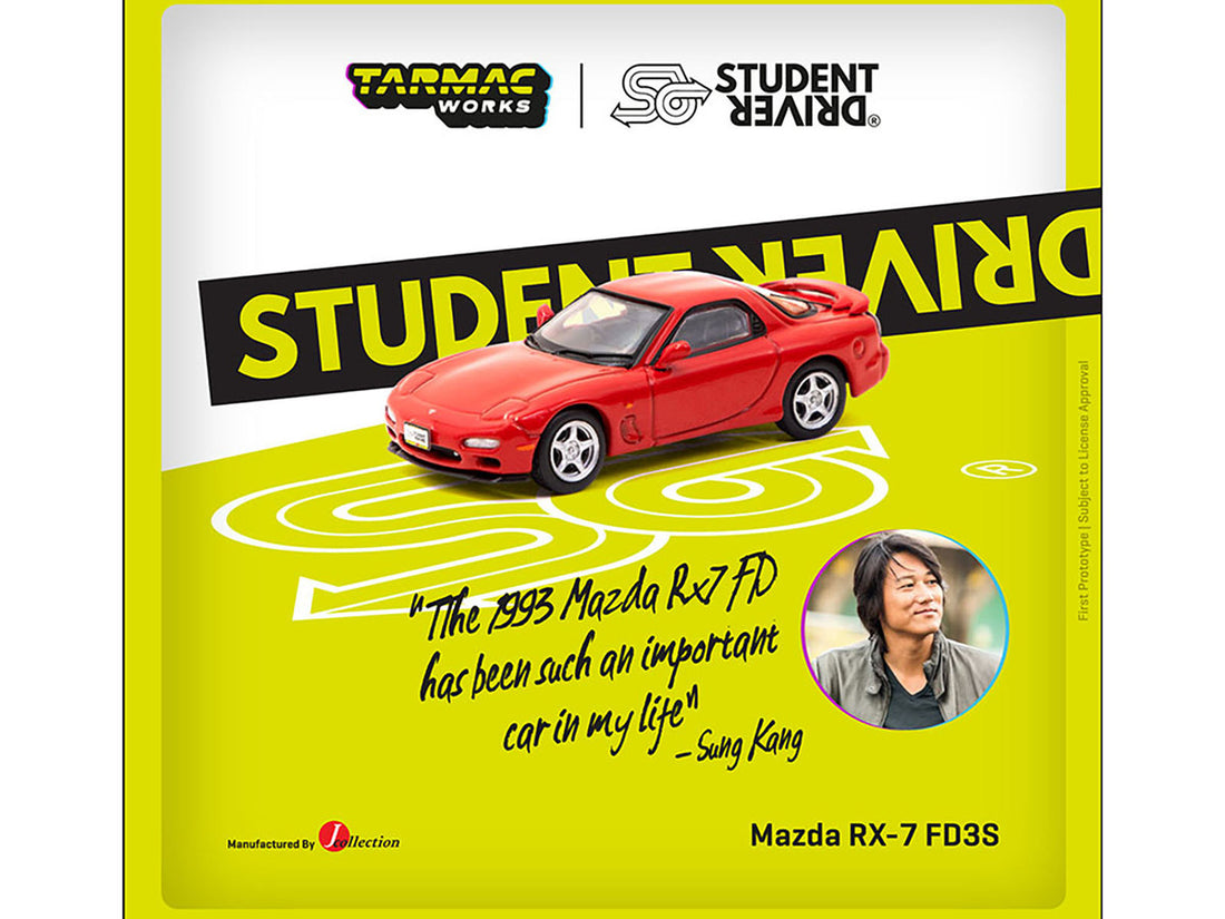 Mazda RX-7 FD3S RHD (Right Hand Drive) Red "Student Driver" "J Collection" Series 1/64 Diecast Model by Tarmac Works-2