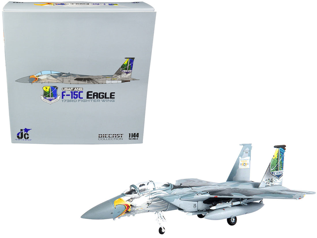 McDonnell Douglas F-15C Eagle Fighter Aircraft US Air Forces "Oregon Air National Guard 173rd Fighter Wing" (2016) Limited Edition to 500 pieces Worldwide 1/144 Diecast Model by JC Wings-0