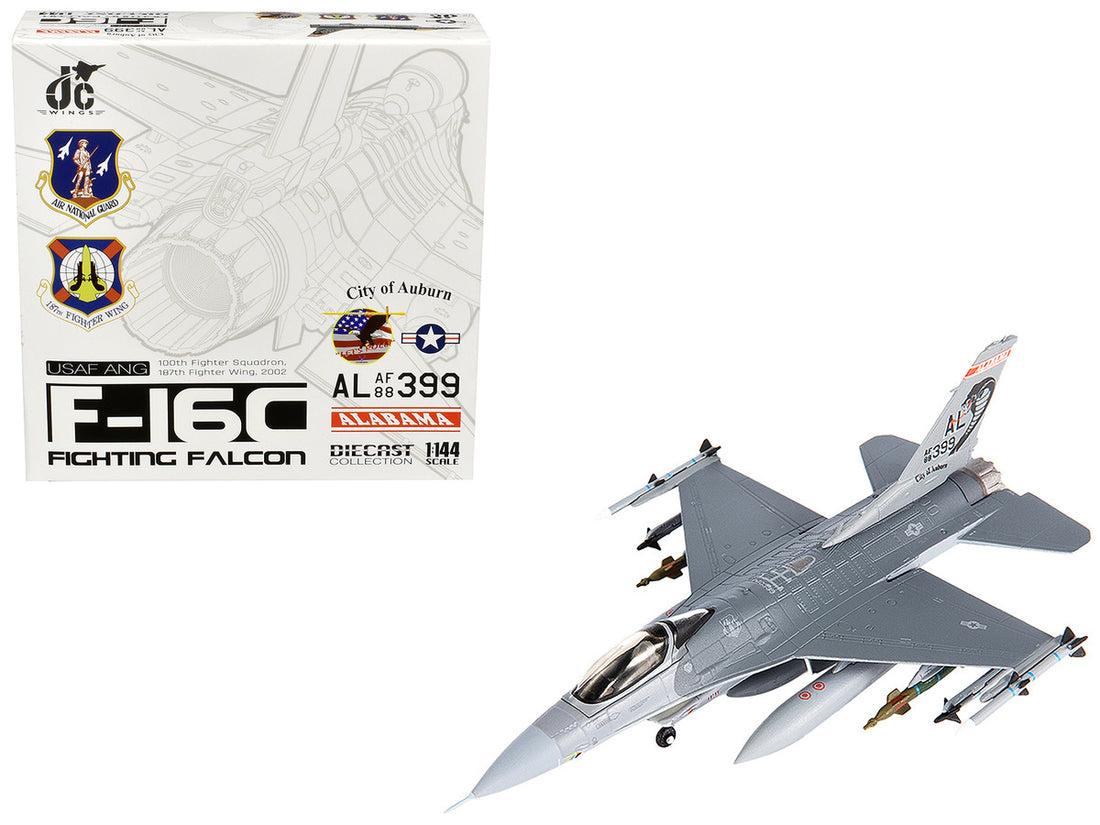 Lockheed F-16C Fighting Falcon Fighter Aircraft "100th Fighter Squadron 187th Fighter Wing Alabama Air National Guard" (2002) United States Air Force 1/144 Diecast Model by JC Wings-4