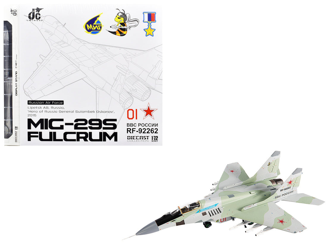 Mikoyan MiG-29S Fulcrum-C Fighter Aircraft "Hero of Russia General Sulambek Oskanov Lipetsk AB Russia" (2018) Russian Air Force 1/72 Diecast Model by JC Wings-0