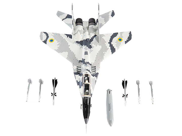 Mikoyan MiG-29UB Fulcrum-B Fighter Aircraft "Vasylkiv Air Base Ukraine" (2021) Ukrainian Air Force 1/72 Diecast Model by JC Wings-0