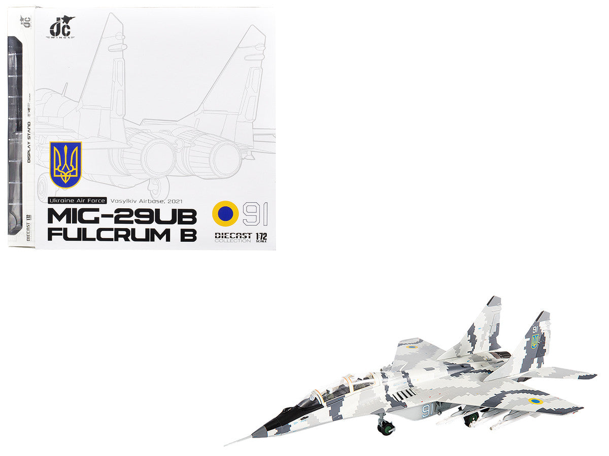 Mikoyan MiG-29UB Fulcrum-B Fighter Aircraft "Vasylkiv Air Base Ukraine" (2021) Ukrainian Air Force 1/72 Diecast Model by JC Wings-3