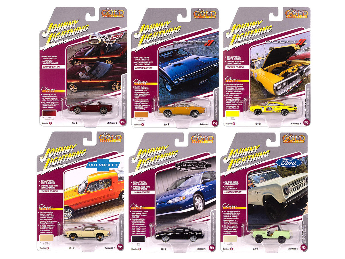 "Classic Gold Collection" 2025 Release 1 Set B of 6 Cars 1/64 Diecast Model Cars by Johnny Lightning-0