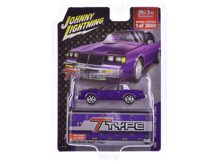 1987 Buick Regal T-Type Purple Metallic Limited Edition to 3600 pieces Worldwide 1/64 Diecast Model Car by Johnny Lightning-1