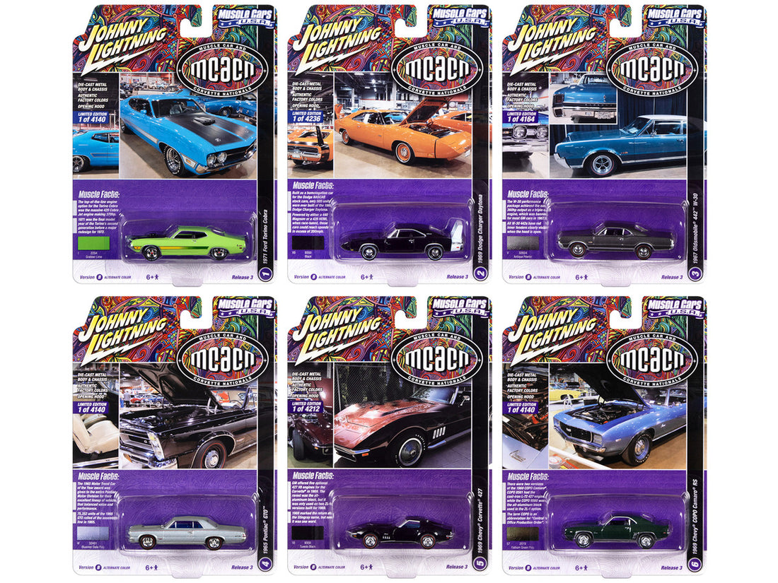 "Muscle Cars USA" 2022 Set B of 6 pieces Release 3 1/64 Diecast Model Cars by Johnny Lightning-0