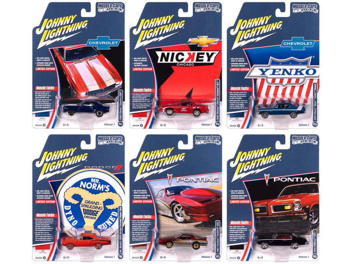 "Muscle Cars USA" 2025 Release 1 Set A of 6 pieces 1/64 Diecast Model Cars by Johnny Lightning-2