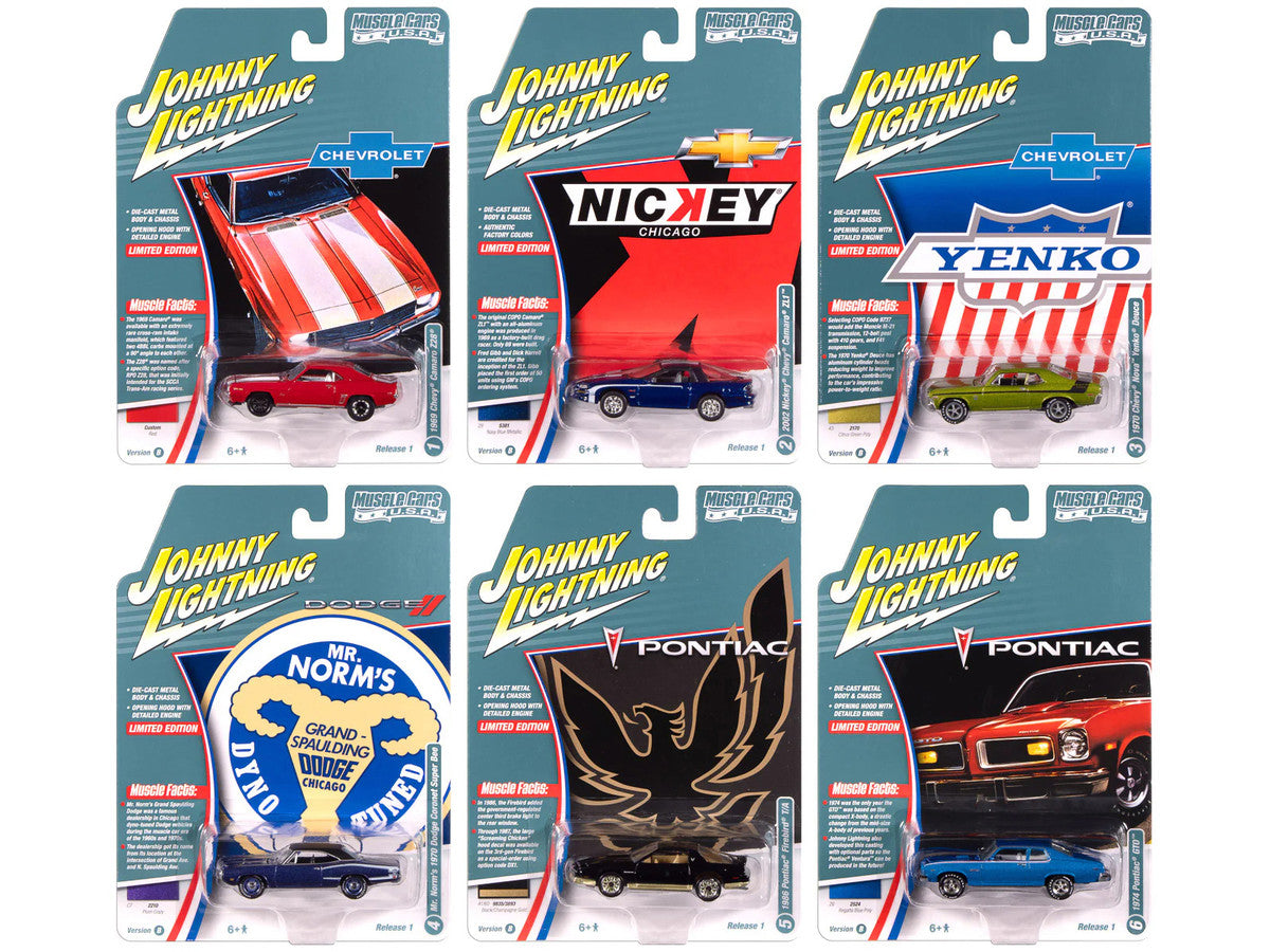 "Muscle Cars USA" 2025 Release 1 Set B of 6 pieces 1/64 Diecast Model Cars by Johnny Lightning-2
