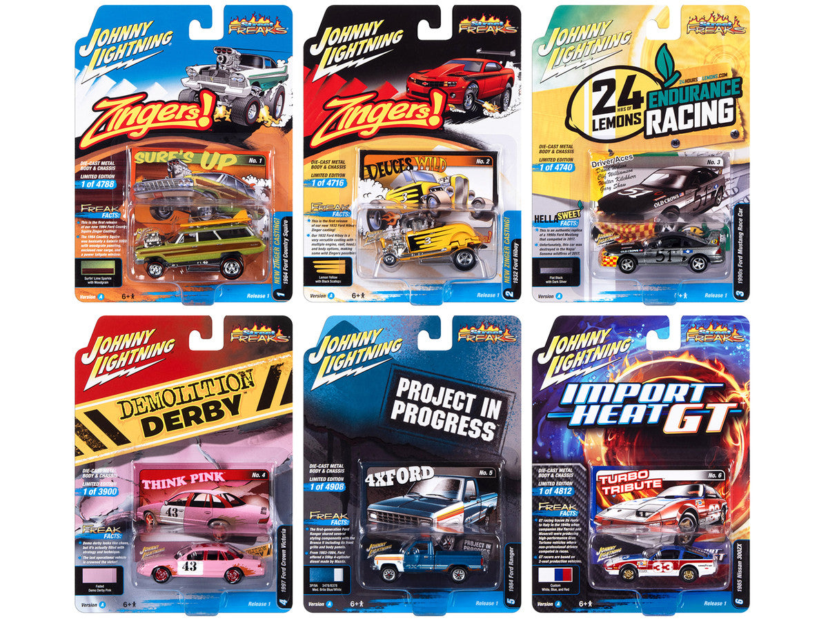 "Street Freaks" 2023 Set A of 6 Cars Release 1 1/64 Diecast Model Cars by Johnny Lightning-0