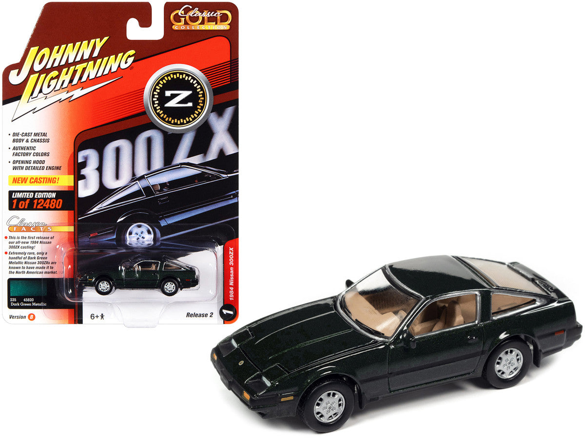 1984 Nissan 300ZX Dark Green with Black Stripes "Classic Gold Collection" Series Limited Edition to 12480 pieces Worldwide 1/64 Diecast Model Car by Johnny Lightning-0