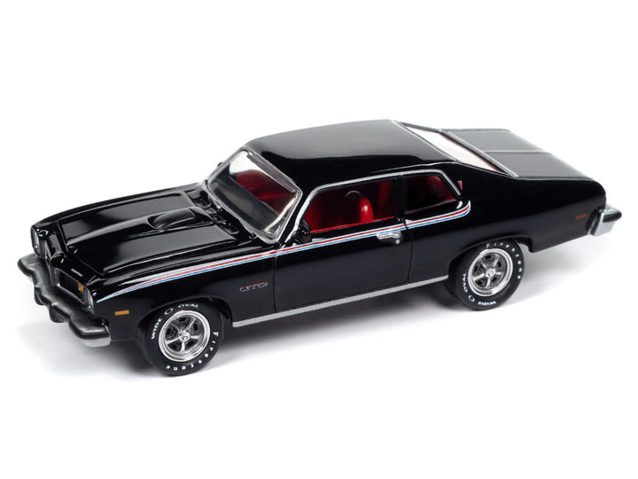 Pontiac 1974 GTO Starlight Black with Red Interior "Muscle Cars USA" Series 1/64 Diecast Model Car by Johnny Lightning 2