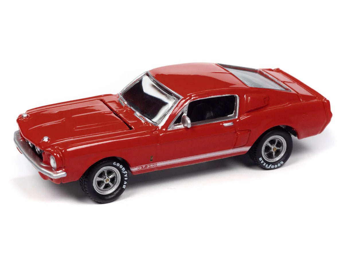 1967 Shelby GT-350 Red with White Side Stripes "Mecum Auctions" "Pop Culture" 2024 Release 2 1/64 Diecast Model Car by Johnny Lightning-0