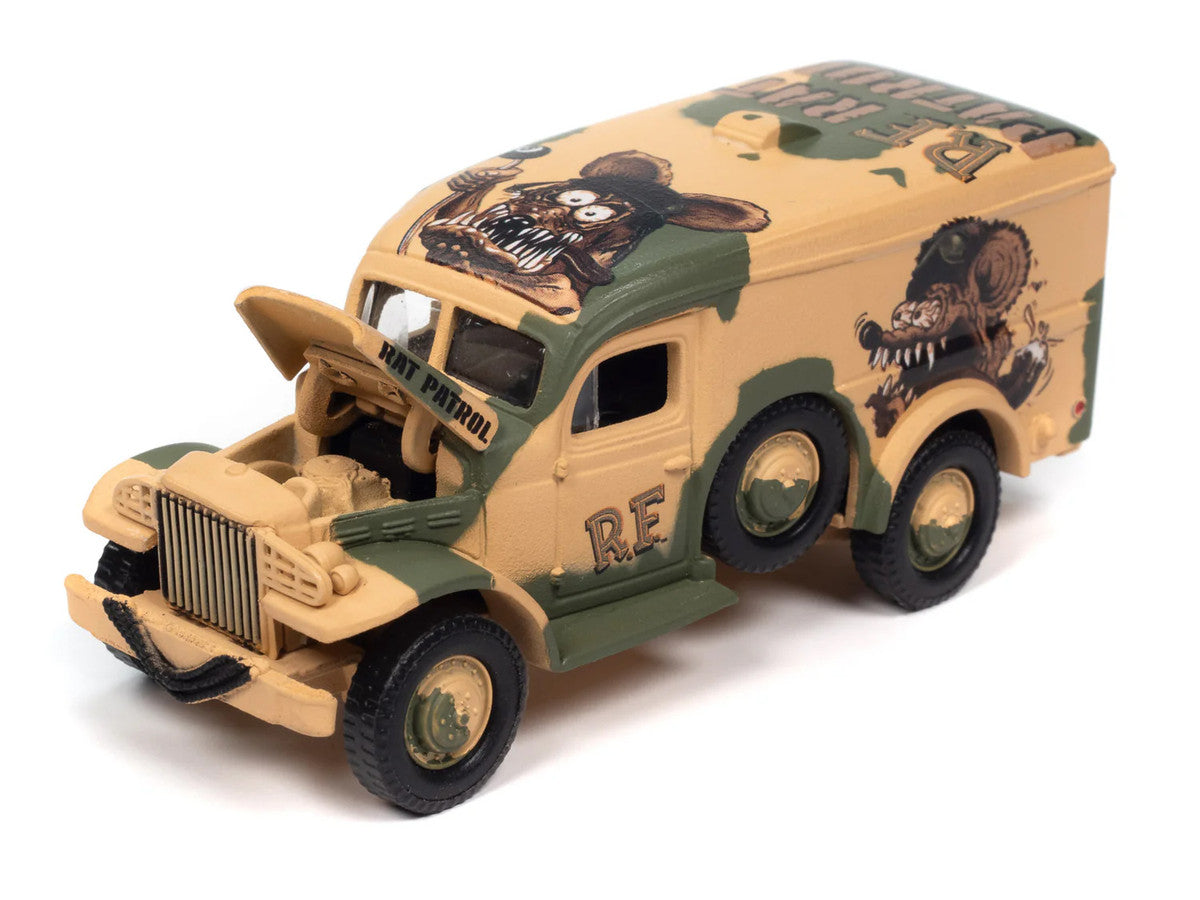 Dodge WC54 Ambulance Desert Camouflage "Rat Fink" "Pop Culture" 2024 Release 2 1/64 Diecast Model Car by Johnny Lightning 4