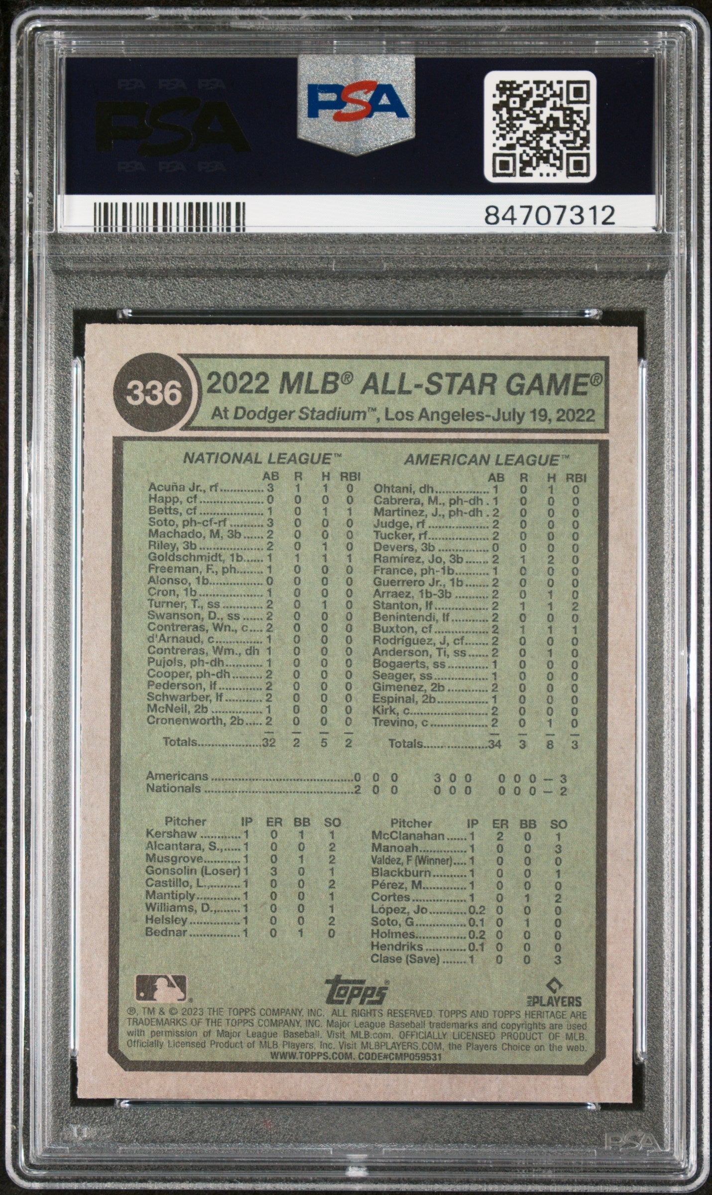 2023 TOPPS HERITAGE ACUNA JR/JUDGE  #336 - PSA 10 2