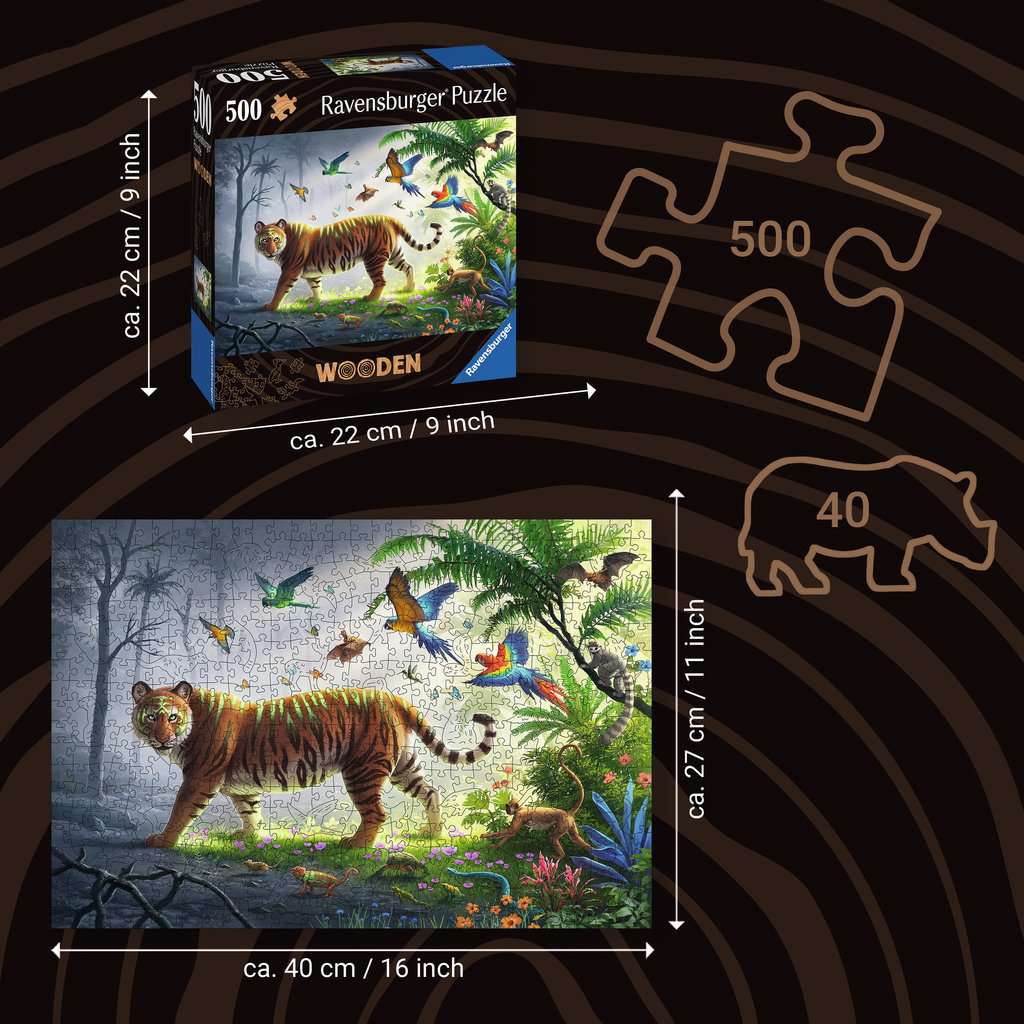 Jungle Tiger 500 Piece Wood Jigsaw Puzzle Ravensburger 4