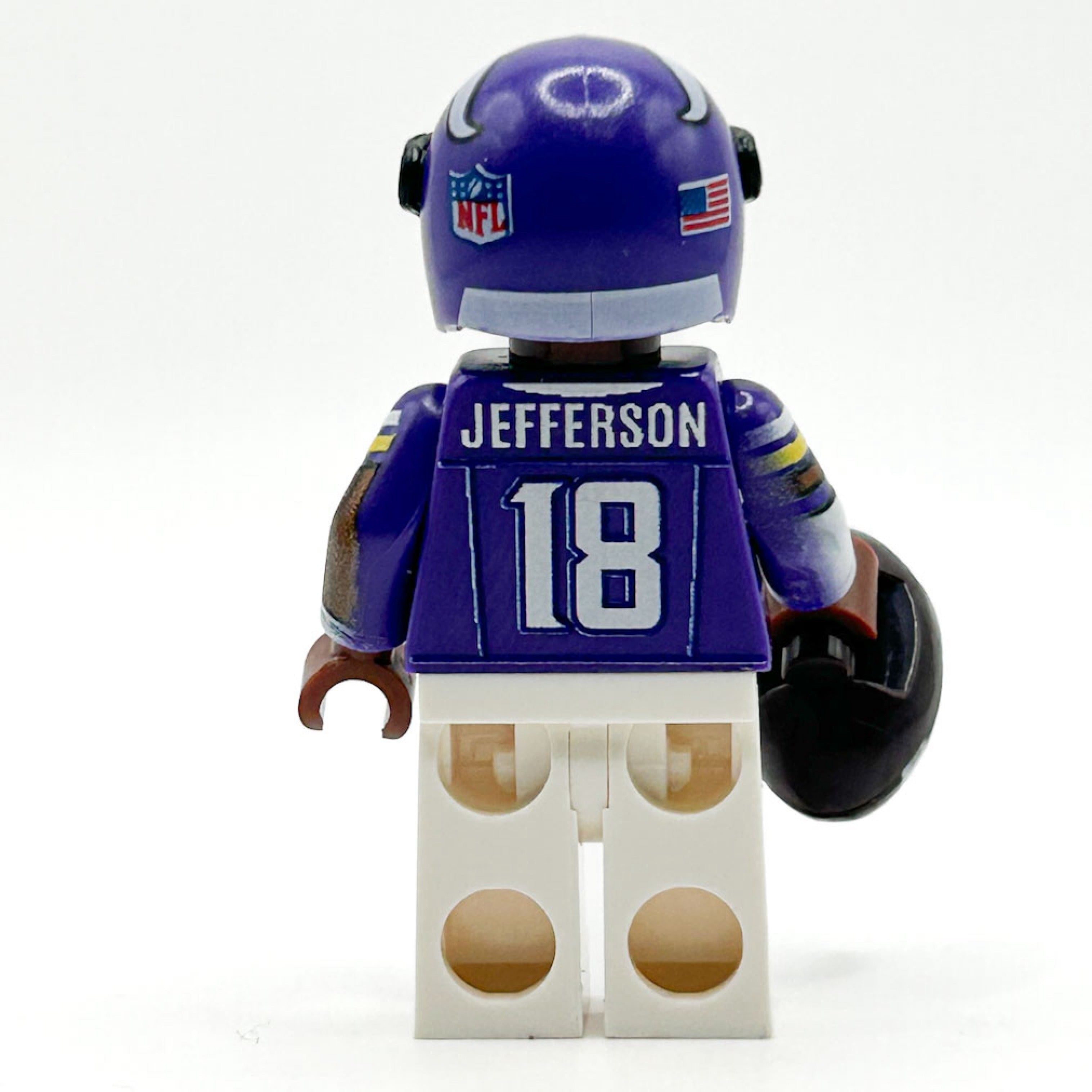 #18 WR Vikings Football Player Minifig made using LEGO parts - B3 Customs 3