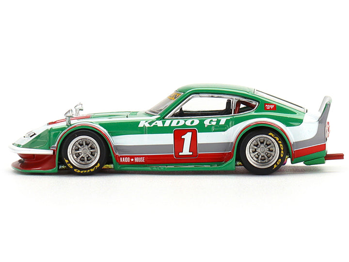 Datsun Fairlady Z Kaido GT V2 RHD (Right Hand Drive) #1 Green with Stripes (Designed by Jun Imai) "Kaido House" Special 1/64 Diecast Model Car by Mini GT-1