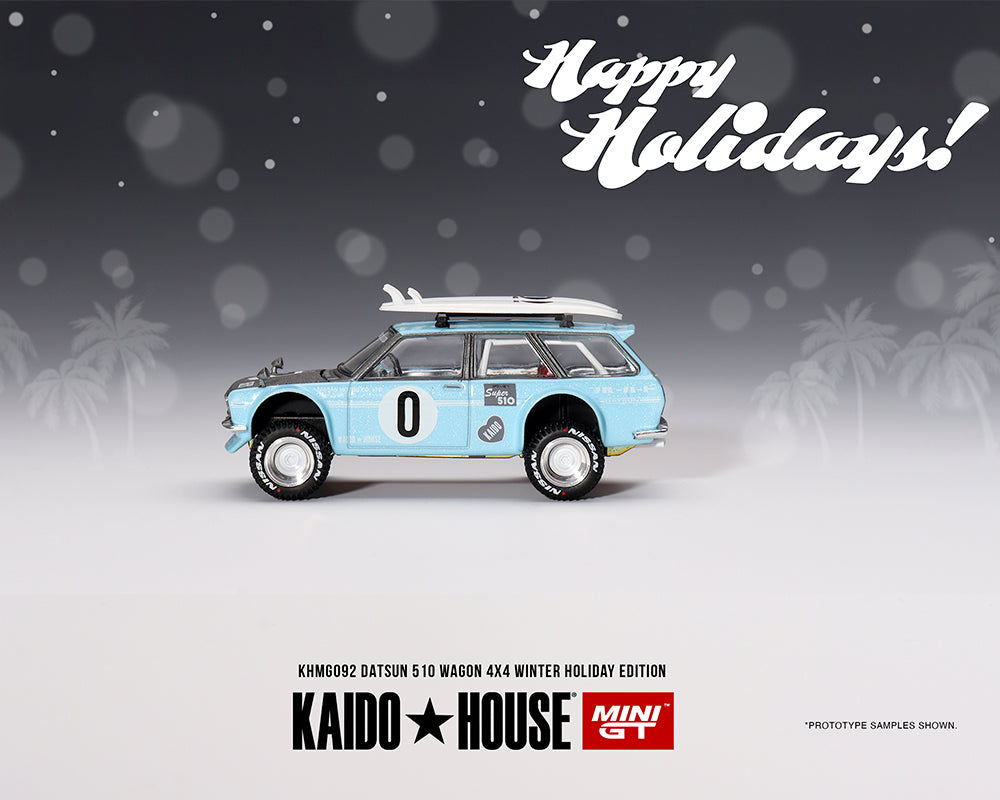 Datsun 510 Wagon Surf Safari RS Winter Holiday Edition 1:64 by Mini GT x Kaido House KHMG092 Side View