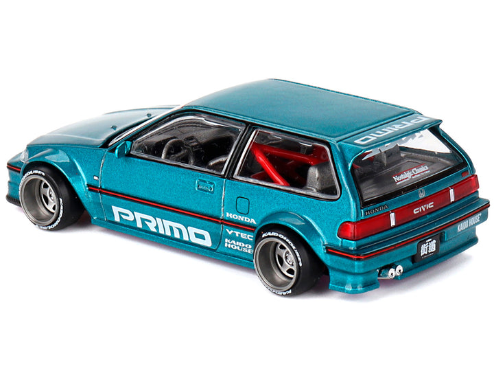 Honda Civic (EF) Kaido Works V1 Blue Metallic (Designed by Jun Imai) "Kaido House" Special 1/64 Diecast Model Car by Mini GT-1