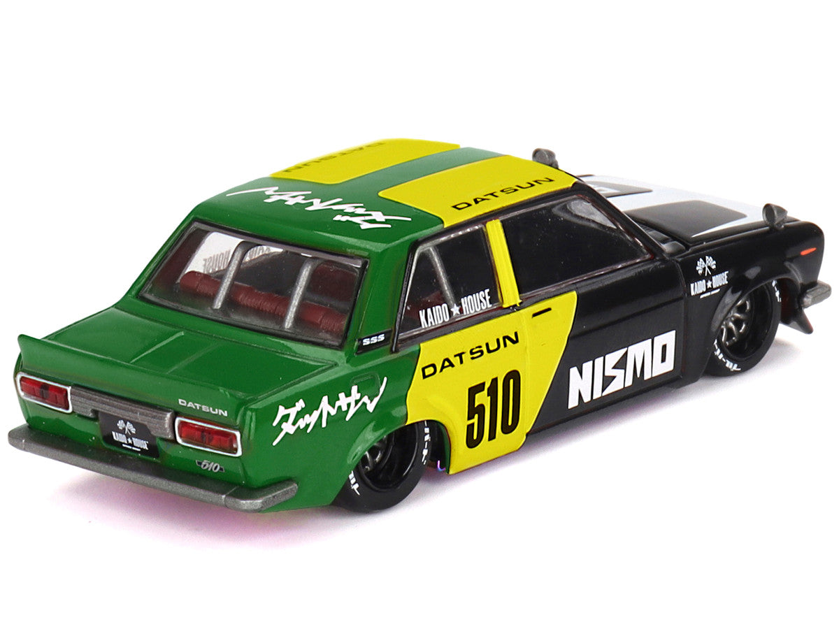 Datsun Street 510 "Racing V2" Black and Green with Yellow Accents (Designed by Jun Imai) "Kaido House" Special 1/64 Diecast Model Car by Mini GT-2