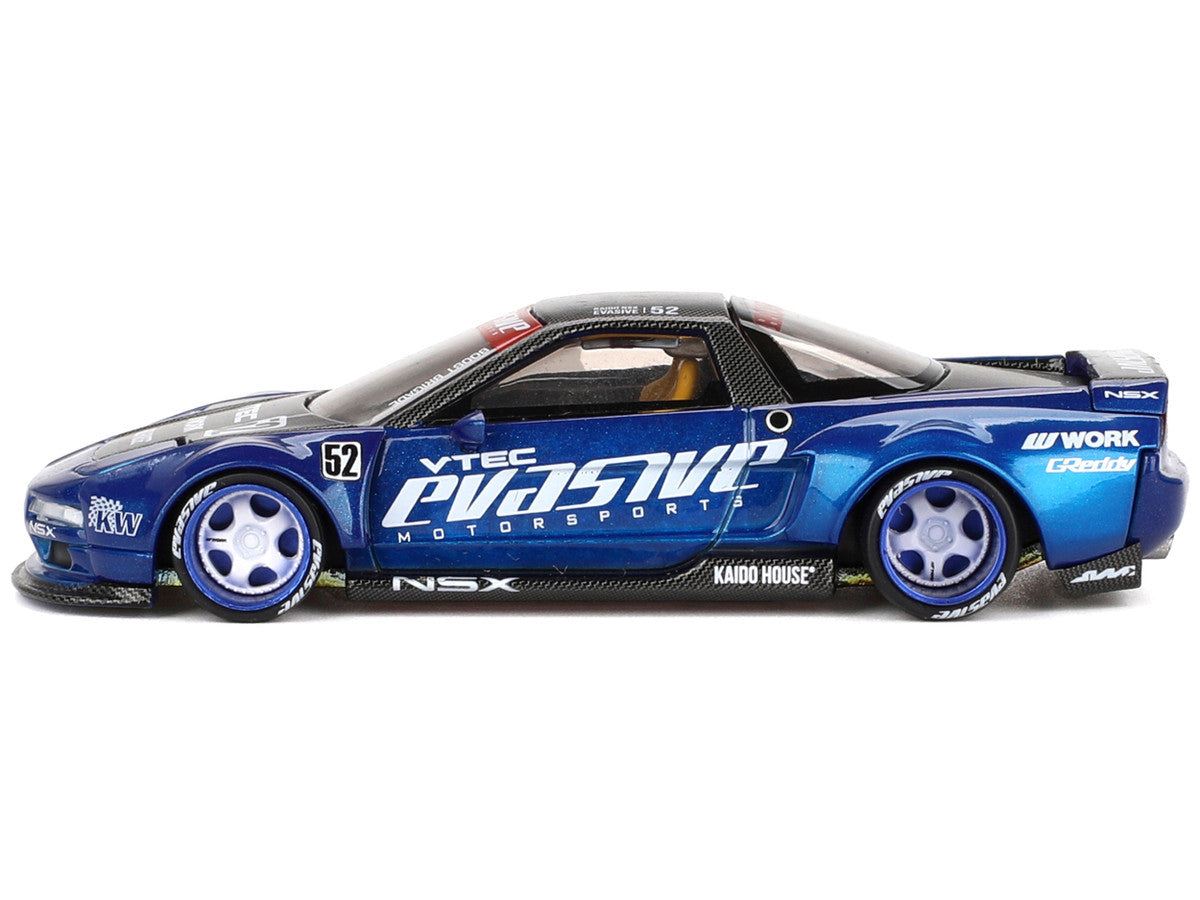 Honda NSX "Evasive V2" #52 Blue Metallic with Carbon Top (Designed by Jun Imai) "Kaido House" Special 1/64 Diecast Model Car by Mini GT-0