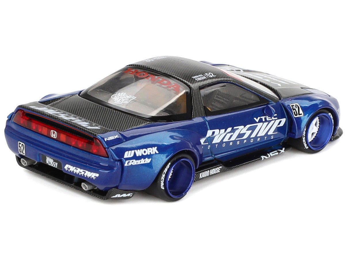 Honda NSX "Evasive V2" #52 Blue Metallic with Carbon Top (Designed by Jun Imai) "Kaido House" Special 1/64 Diecast Model Car by Mini GT-1