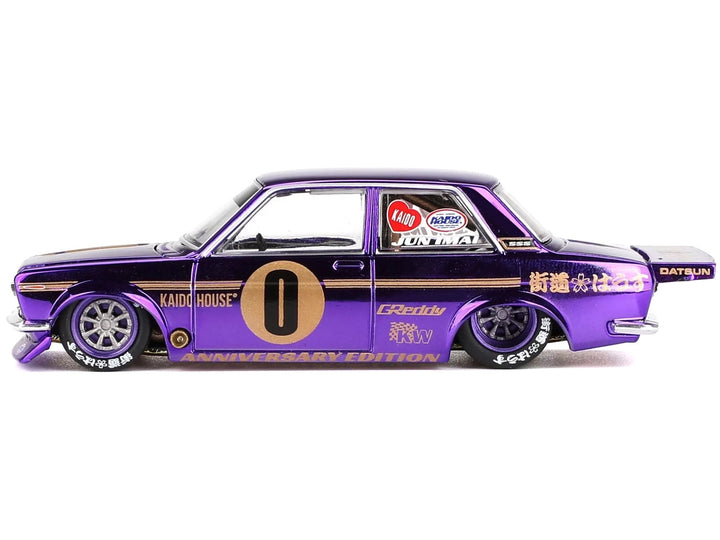 Datsun 510 Pro Street #0 "Anniversary Edition" Purple Metallic (Designed by Jun Imai) "Kaido House" Special 1/64 Diecast Model Car by Mini GT-0