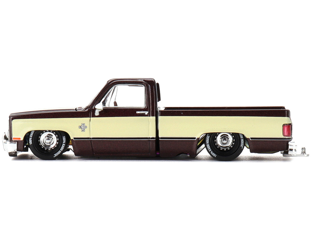 Chevrolet Silverado Pickup Truck "KAIDO Vintage Spec V1" Brown with Cream Sides (Designed by Jun Imai) "Kaido House" Special 1/64 Diecast Model Car by Mini GT-0