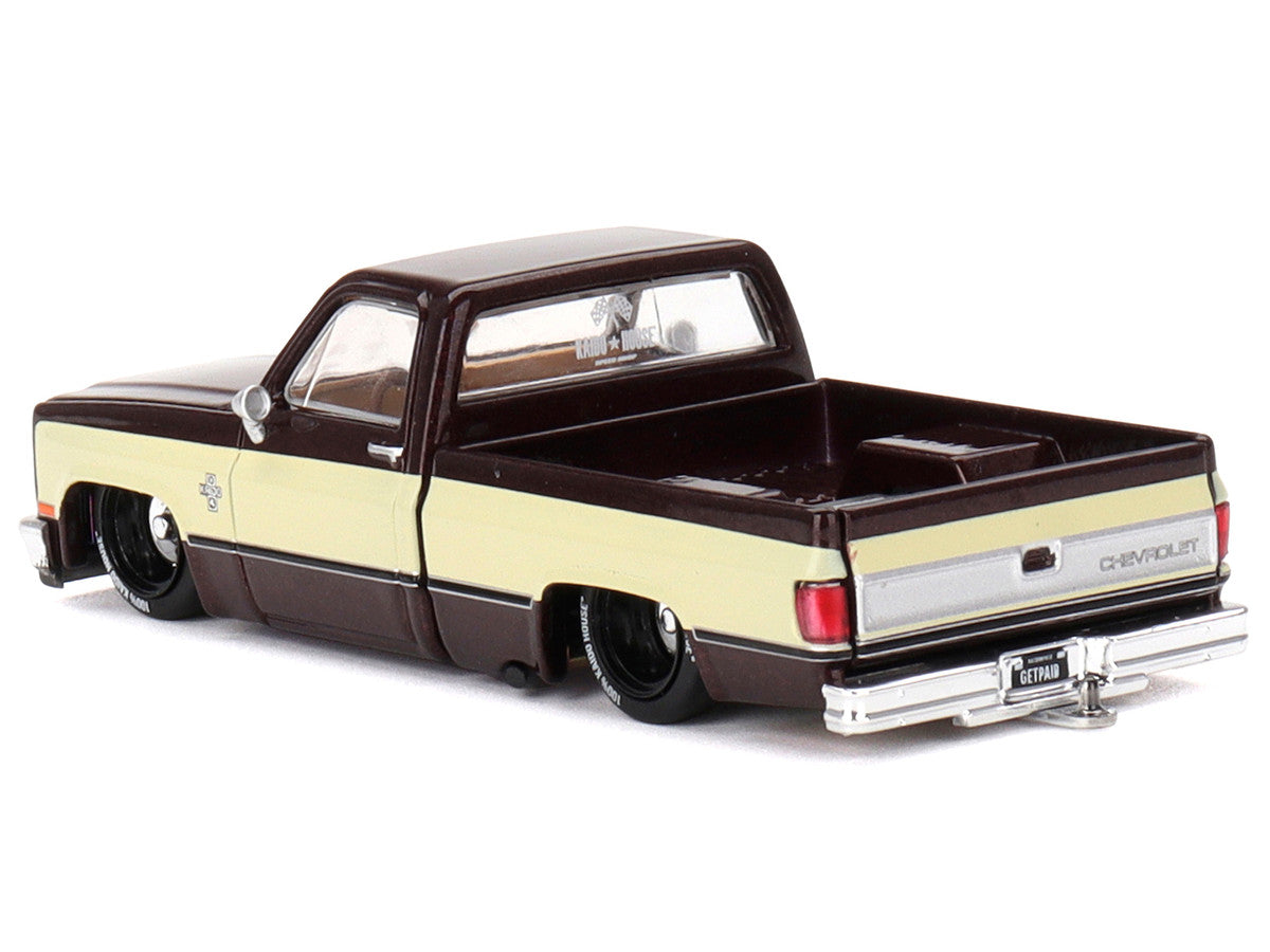 Chevrolet Silverado Pickup Truck "KAIDO Vintage Spec V1" Brown with Cream Sides (Designed by Jun Imai) "Kaido House" Special 1/64 Diecast Model Car by Mini GT-2