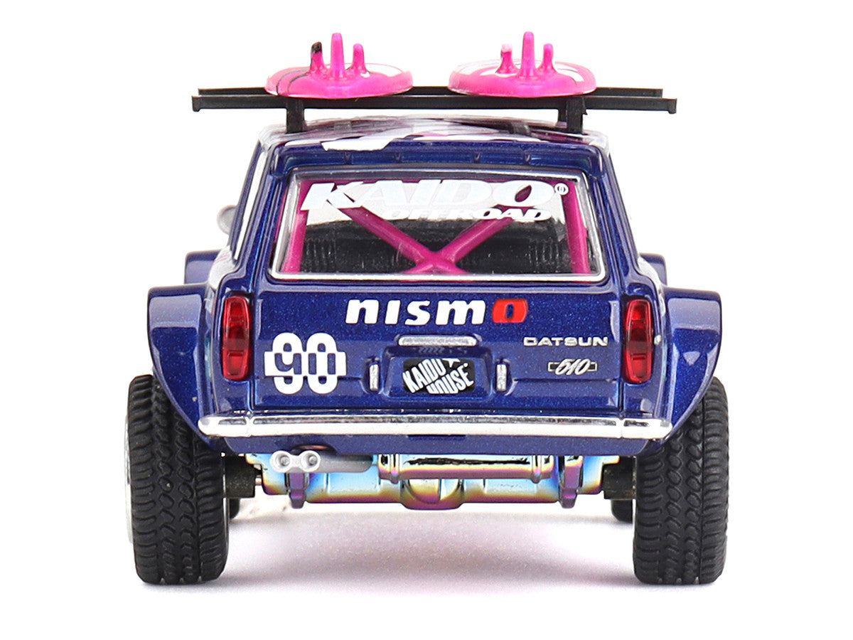 Datsun Kaido 510 Wagon 4x4 RHD (Right Hand Drive) #90 "Kaido Offroad V2" Purple with Pink Graphics and Surfboards on Roof (Designed by Jun Imai) "Kaido House" Special 1/64 Diecast Model Car by Mini GT-3
