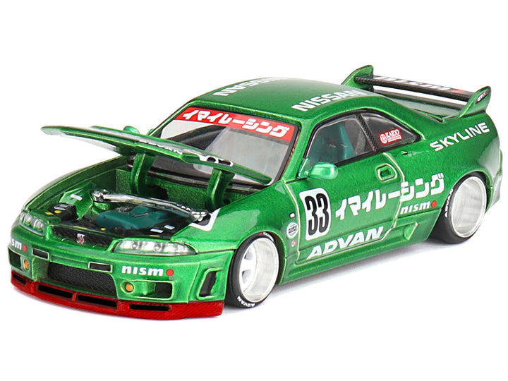 Nissan Skyline GT-R (R33) RHD (Right Hand Drive) #33 "Imai Racing V1" Green Metallic (Designed by Jun Imai) "Kaido House" Special 1/64 Diecast Model Car by Mini GT-0