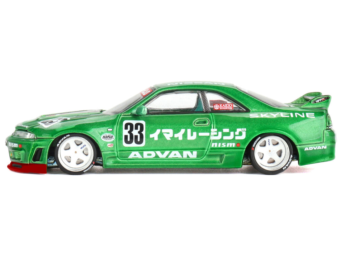 Nissan Skyline GT-R (R33) RHD (Right Hand Drive) #33 "Imai Racing V1" Green Metallic (Designed by Jun Imai) "Kaido House" Special 1/64 Diecast Model Car by Mini GT-1