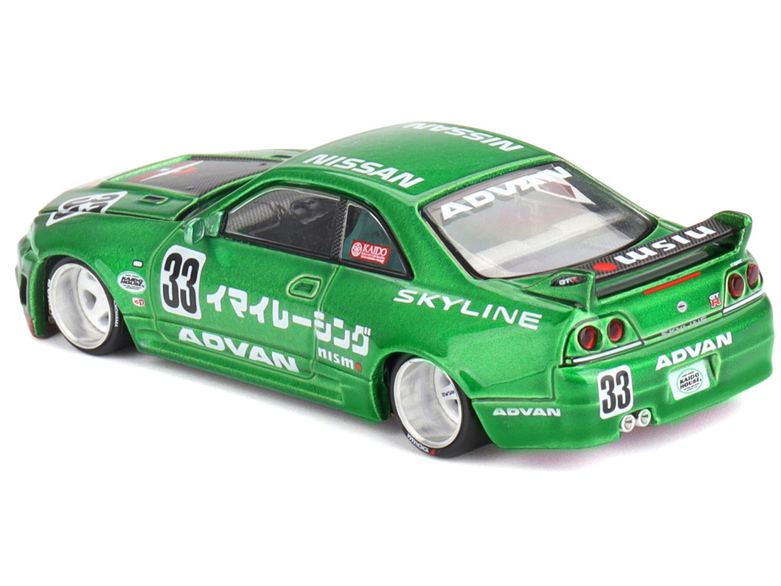 Nissan Skyline GT-R (R33) RHD (Right Hand Drive) #33 "Imai Racing V1" Green Metallic (Designed by Jun Imai) "Kaido House" Special 1/64 Diecast Model Car by Mini GT-2