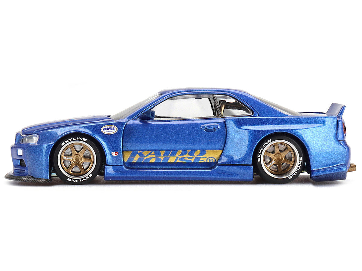 Nissan Skyline GT-R (R34) "SHINJUKU V2 Aero" RHD (Right Hand Drive) Blue Metallic (Designed by Jun Imai) "Kaido House" Special 1/64 Diecast Model Car by Mini GT-1
