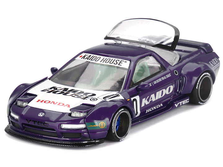 Honda NSX "Kaido Racing V2" #0 Purple with White Hood and Graphics (Designed by Jun Imai) "Kaido House" Special 1/64 Diecast Model Car by Mini GT-1